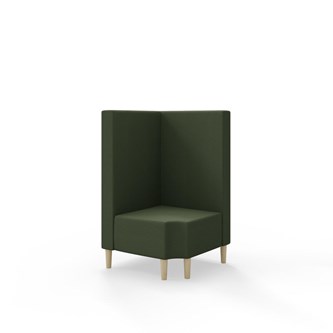 Snake kulmarahi 90° R 12, keskikorkea selkänoja, jalat puuta, ik 43 cm