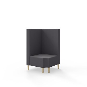 Snake kulmarahi 90° R 12, keskikorkea selkänoja, jalat puuta, ik 43 cm