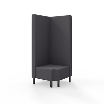 Snake kulmarahi 90° R 12, korkea selkänoja, metallijalat, ik 43 cm