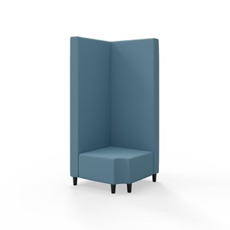 Snake kulmarahi 90° R 12, korkea selkänoja, jalat puuta, ik 37,5 cm