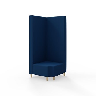 Snake kulmarahi 90° R 12, korkea selkänoja, jalat puuta, ik 37,5 cm