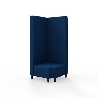 Snake kulmarahi 90° R 12, korkea selkänoja, jalat puuta, ik 37,5 cm