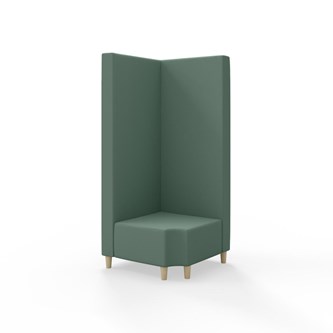 Snake kulmarahi 90° R 12, korkea selkänoja, jalat puuta, ik 37,5 cm