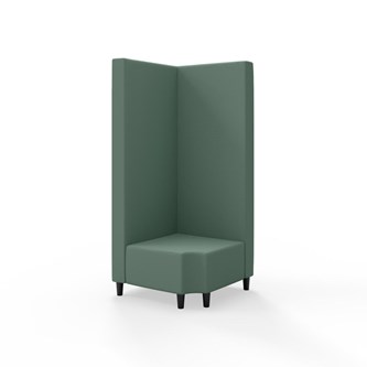 Snake kulmarahi 90° R 12, korkea selkänoja, jalat puuta, ik 37,5 cm