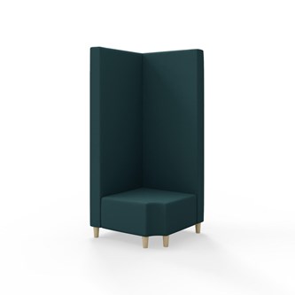 Snake kulmarahi 90° R 12, korkea selkänoja, jalat puuta, ik 37,5 cm