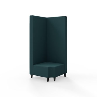 Snake kulmarahi 90° R 12, korkea selkänoja, jalat puuta, ik 37,5 cm