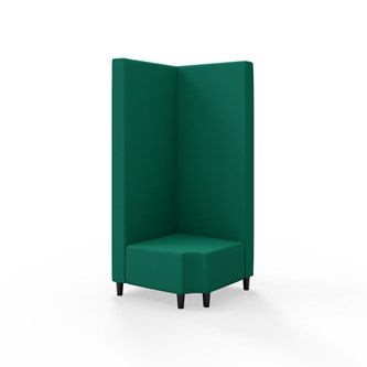 Snake kulmarahi 90° R 12, korkea selkänoja, jalat puuta, ik 37,5 cm