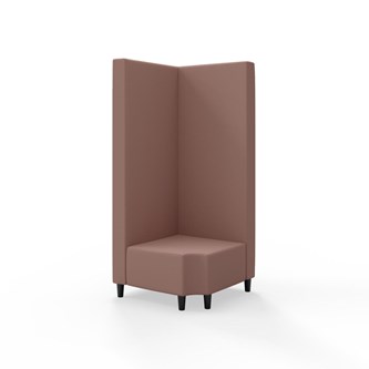 Snake kulmarahi 90° R 12, korkea selkänoja, jalat puuta, ik 37,5 cm