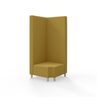 Snake kulmarahi 90° R 12, korkea selkänoja, jalat puuta, ik 37,5 cm