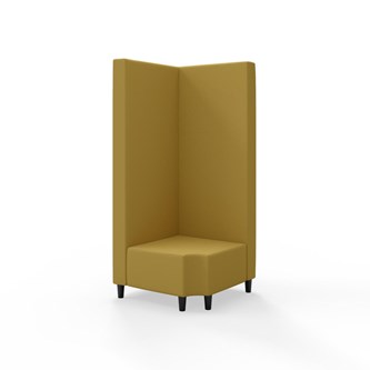 Snake kulmarahi 90° R 12, korkea selkänoja, jalat puuta, ik 37,5 cm