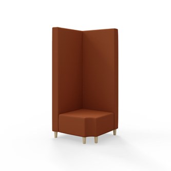 Snake kulmarahi 90° R 12, korkea selkänoja, jalat puuta, ik 37,5 cm