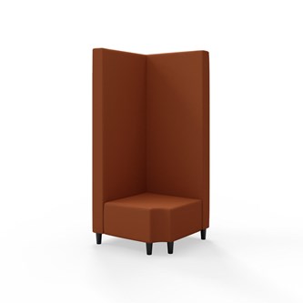 Snake kulmarahi 90° R 12, korkea selkänoja, jalat puuta, ik 37,5 cm