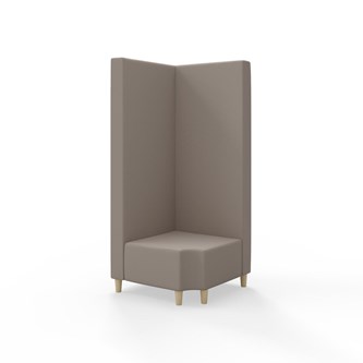 Snake kulmarahi 90° R 12, korkea selkänoja, jalat puuta, ik 37,5 cm