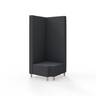 Snake kulmarahi 90° R 12, korkea selkänoja, jalat puuta, ik 37,5 cm