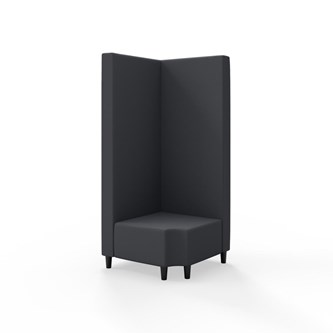 Snake kulmarahi 90° R 12, korkea selkänoja, jalat puuta, ik 37,5 cm