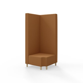 Snake kulmarahi 90° R 12, korkea selkänoja, jalat puuta, ik 37,5 cm