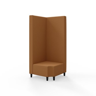 Snake kulmarahi 90° R 12, korkea selkänoja, jalat puuta, ik 37,5 cm