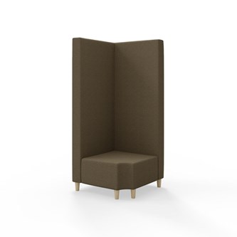 Snake kulmarahi 90° R 12, korkea selkänoja, jalat puuta, ik 37,5 cm