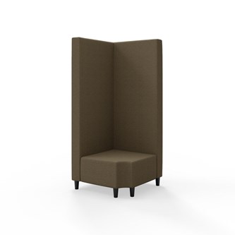 Snake kulmarahi 90° R 12, korkea selkänoja, jalat puuta, ik 37,5 cm