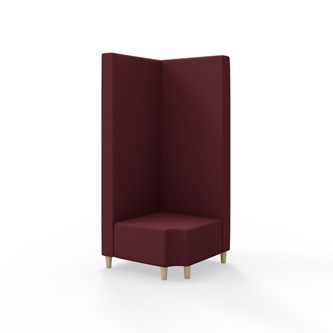 Snake kulmarahi 90° R 12, korkea selkänoja, jalat puuta, ik 37,5 cm