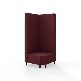 Snake kulmarahi 90° R 12, korkea selkänoja, jalat puuta, ik 37,5 cm