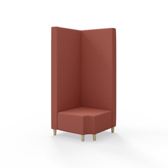 Snake kulmarahi 90° R 12, korkea selkänoja, jalat puuta, ik 37,5 cm