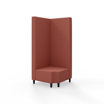 Snake kulmarahi 90° R 12, korkea selkänoja, jalat puuta, ik 37,5 cm