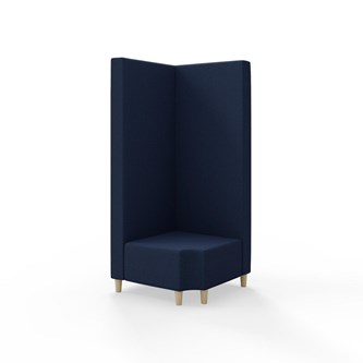 Snake kulmarahi 90° R 12, korkea selkänoja, jalat puuta, ik 37,5 cm