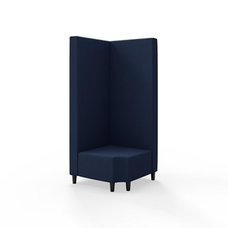 Snake kulmarahi 90° R 12, korkea selkänoja, jalat puuta, ik 37,5 cm