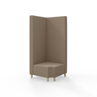 Snake kulmarahi 90° R 12, korkea selkänoja, jalat puuta, ik 37,5 cm