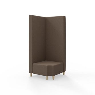 Snake kulmarahi 90° R 12, korkea selkänoja, jalat puuta, ik 37,5 cm