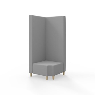 Snake kulmarahi 90° R 12, korkea selkänoja, jalat puuta, ik 37,5 cm