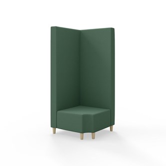 Snake kulmarahi 90° R 12, korkea selkänoja, jalat puuta, ik 37,5 cm