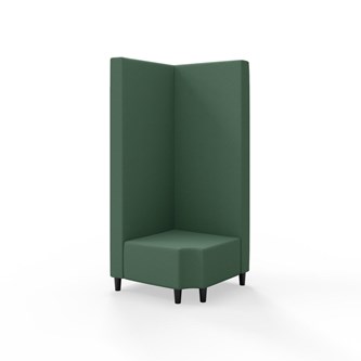 Snake kulmarahi 90° R 12, korkea selkänoja, jalat puuta, ik 37,5 cm