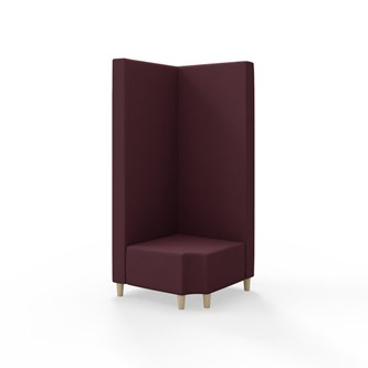 Snake kulmarahi 90° R 12, korkea selkänoja, jalat puuta, ik 37,5 cm