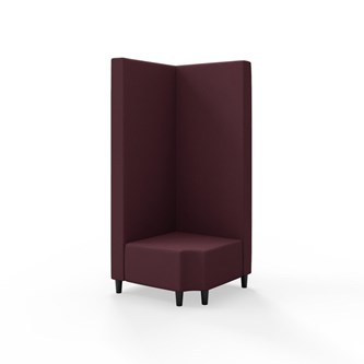 Snake kulmarahi 90° R 12, korkea selkänoja, jalat puuta, ik 37,5 cm