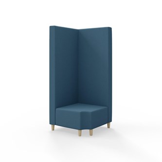 Snake kulmarahi 90° R 12, korkea selkänoja, jalat puuta, ik 37,5 cm