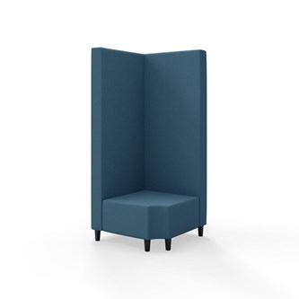 Snake kulmarahi 90° R 12, korkea selkänoja, jalat puuta, ik 37,5 cm