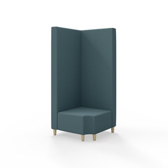 Snake kulmarahi 90° R 12, korkea selkänoja, jalat puuta, ik 37,5 cm