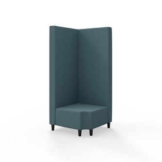 Snake kulmarahi 90° R 12, korkea selkänoja, jalat puuta, ik 37,5 cm