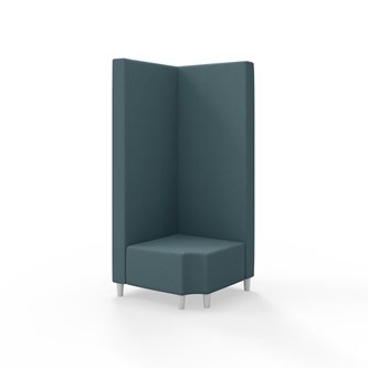 Snake kulmarahi 90° R 12, korkea selkänoja, jalat puuta, ik 37,5 cm