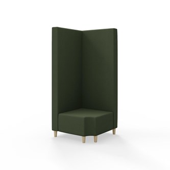 Snake kulmarahi 90° R 12, korkea selkänoja, jalat puuta, ik 37,5 cm