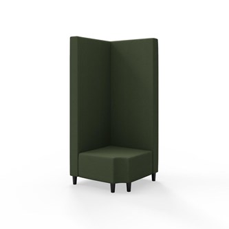 Snake kulmarahi 90° R 12, korkea selkänoja, jalat puuta, ik 37,5 cm