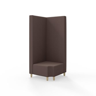 Snake kulmarahi 90° R 12, korkea selkänoja, jalat puuta, ik 37,5 cm