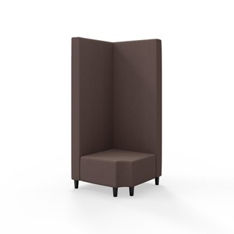 Snake kulmarahi 90° R 12, korkea selkänoja, jalat puuta, ik 37,5 cm