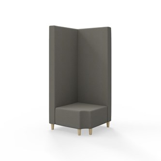 Snake kulmarahi 90° R 12, korkea selkänoja, jalat puuta, ik 37,5 cm