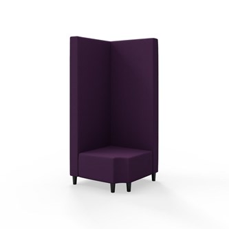 Snake kulmarahi 90° R 12, korkea selkänoja, jalat puuta, ik 37,5 cm