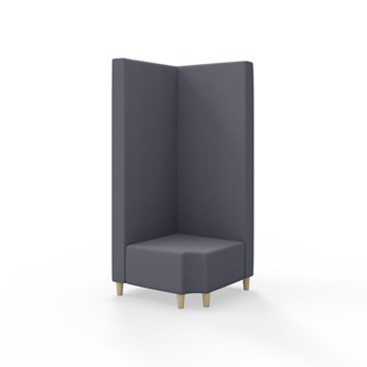 Snake kulmarahi 90° R 12, korkea selkänoja, jalat puuta, ik 37,5 cm