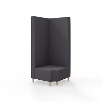 Snake kulmarahi 90° R 12, korkea selkänoja, jalat puuta, ik 37,5 cm