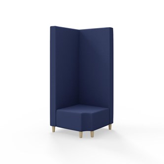 Snake kulmarahi 90° R 12, korkea selkänoja, jalat puuta, ik 37,5 cm